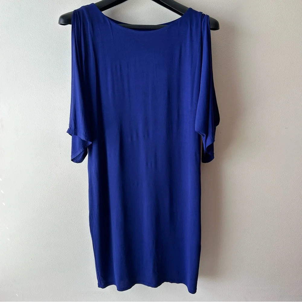 5 FOR $25 |Trina Turk Cold Shoulder Sleeves Knee Length Midi Dress Royal Blue 6 - Picture 3 of 11